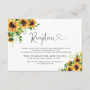 Sunflower Wedding Reception Enclosure Card