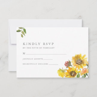 Sunflower Wedding RSVP Card