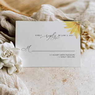 Sunflower wedding RSVP card