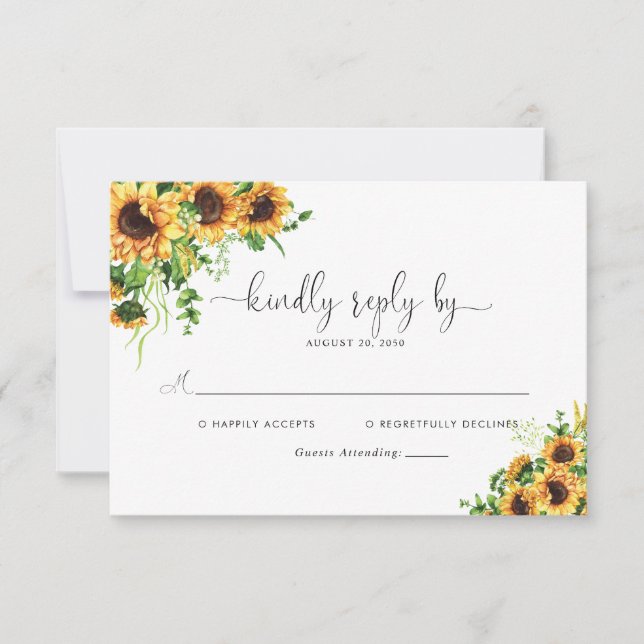 Sunflower Wedding RSVP Card (Front)
