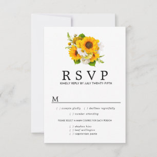 Sunflower Wedding RSVP Card, Meal Options Card
