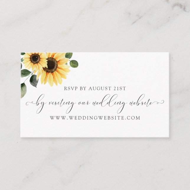 Sunflower Wedding RSVP Online Card (Front)