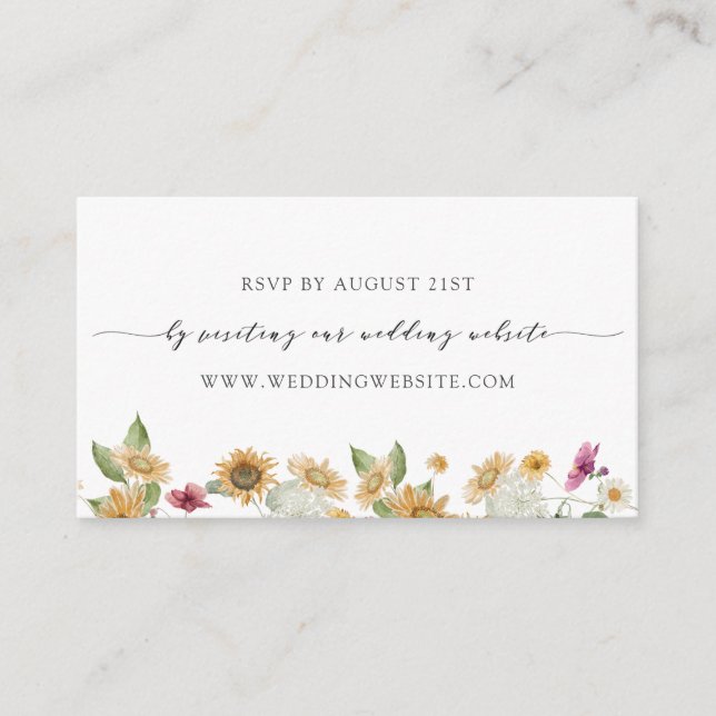 Sunflower Wedding RSVP Online Card (Front)