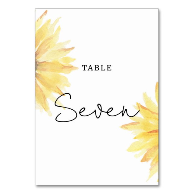 Sunflower wedding Seven table number (Back)