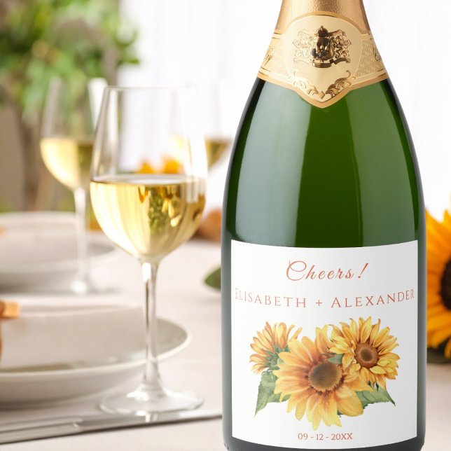 Sunflower Wedding Sparkling Wine Label (Creator Uploaded)