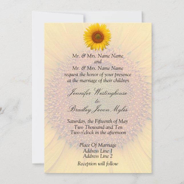 Sunflower Wedding Stationary Floral Spring Summer Invitation (Front)