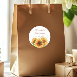 Sunflower Wedding Sticker<br><div class="desc">Add a joyful, rustic touch to your wedding with our Sunflower Wedding Stickers—the perfect detail for your wedding correspondence, favour bags, envelopes, or décor. These custom stickers feature vibrant watercolor sunflower artwork, symbolising warmth, happiness, and new beginnings. Personalise the text to include your names, wedding date, or a heartfelt message...</div>
