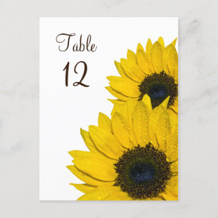 Sunflower Wedding Table Number Card