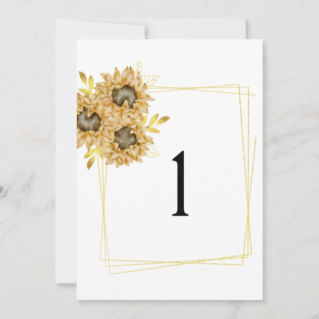 Sunflower wedding table number Flat Card (Front)