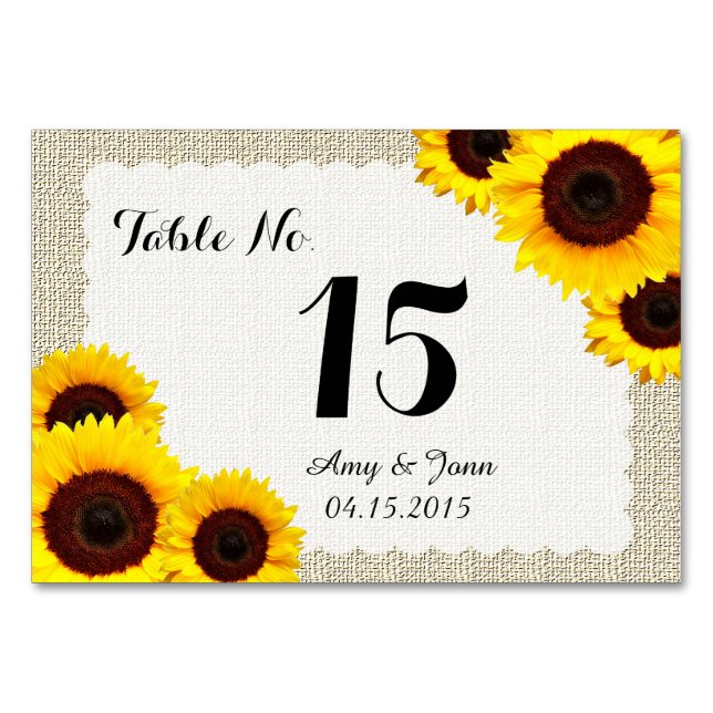 Sunflower wedding table numbers sunflower1 (Front)
