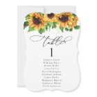 Sunflower Wedding Table Seating Chart Cards