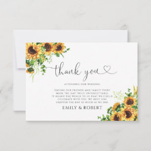 Sunflower Wedding Thank You Card
