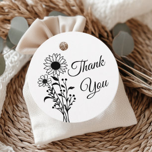Sunflower Wedding Thank You Rustic Wildflowers Favour Tags