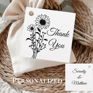 Sunflower Wedding Thank You Rustic Wildflowers Favour Tags