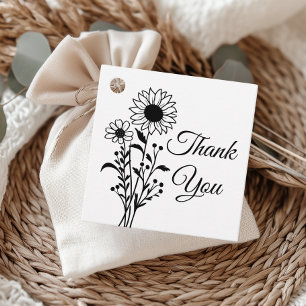 Sunflower Wedding Thank You Rustic Wildflowers Favour Tags