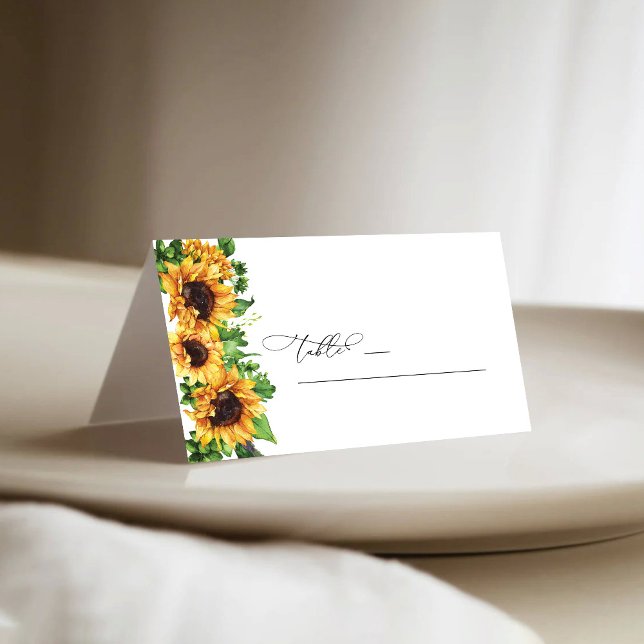 Sunflower Wedding Wedding Folded Place Cards (Creator Uploaded)
