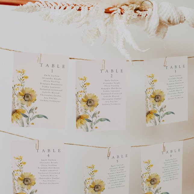 Sunflower Wedding Wedding Table Cards (Creator Uploaded)