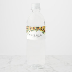 Sunflower Wedding Wedding Water Bottle Label
