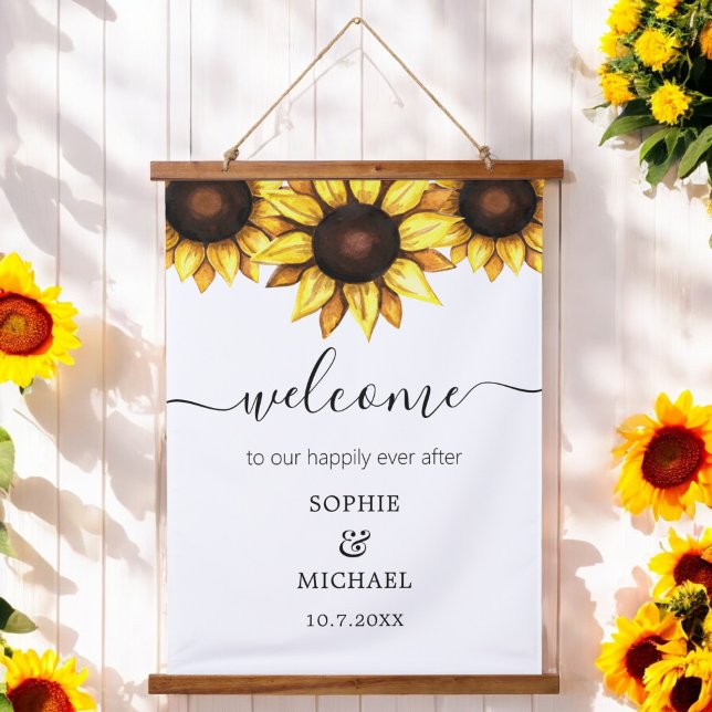 Sunflower Wedding Welcome Floral   Hanging Tapestry (Creator Uploaded)