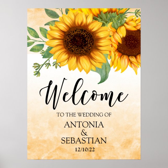 Sunflower Wedding Welcome Poster (Front)