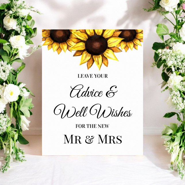 Sunflower Wedding Well Wishes Yellow White Sign (Creator Uploaded)