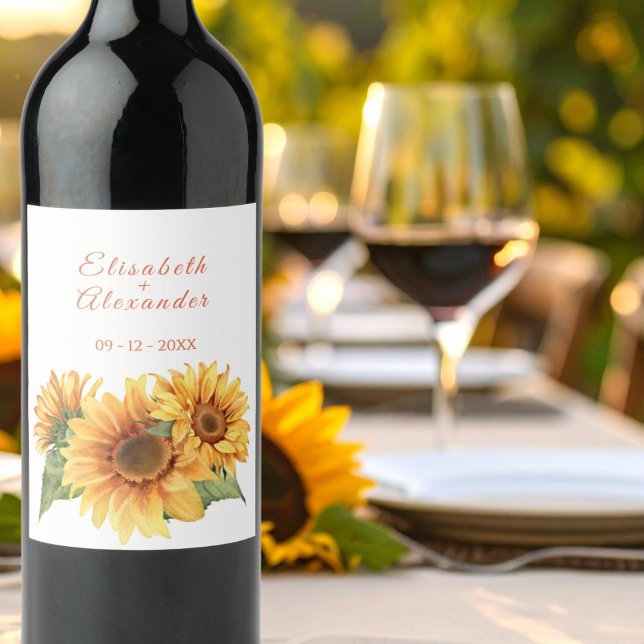 Sunflower Wedding Wine Label (Creator Uploaded)
