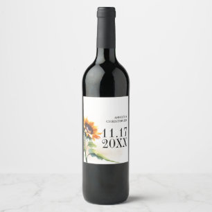 Sunflower Wedding Wine Label