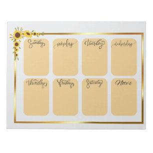 Sunflower Weekly Planner Notepad