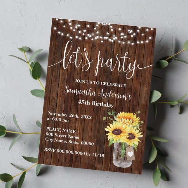 Sunflower Western Let's Party Birthday Invitation (Creator Uploaded)