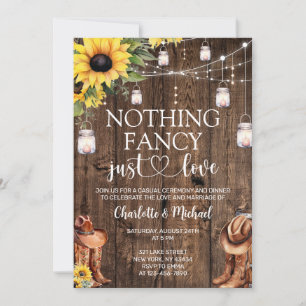 Sunflower Western Nothing Fancy Just Love Wedding Invitation