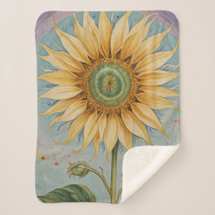 Sunflower Whimsy Sherpa Blanket