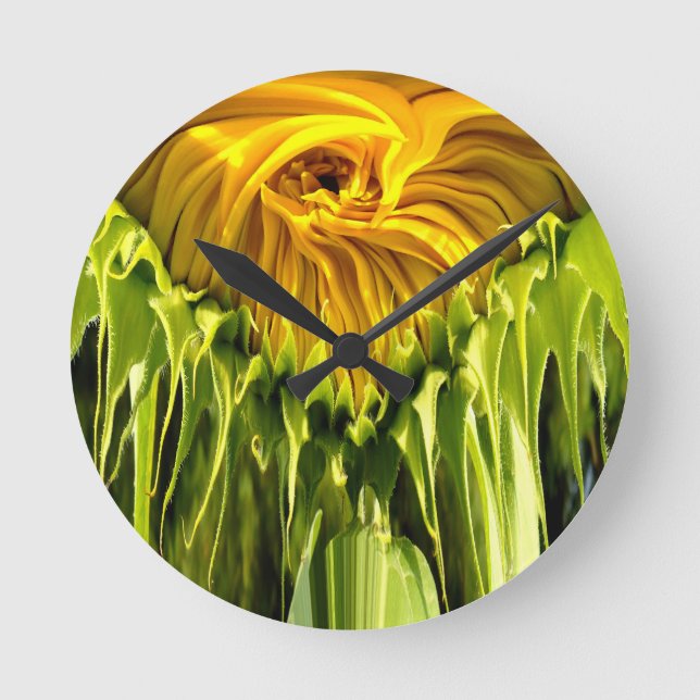 Sunflower Whirl Round Clock (Front)
