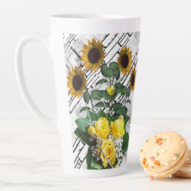 Sunflower White Brick Latte Mug (In Situ)