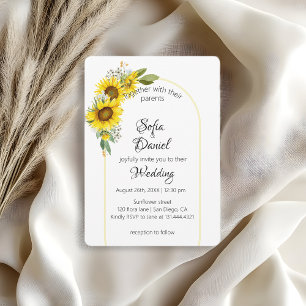 Sunflower white daisy arch elegant invitation
