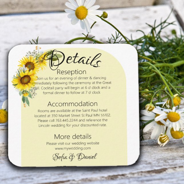 Sunflower white daisy arch elegant photo enclosure card (Creator Uploaded)