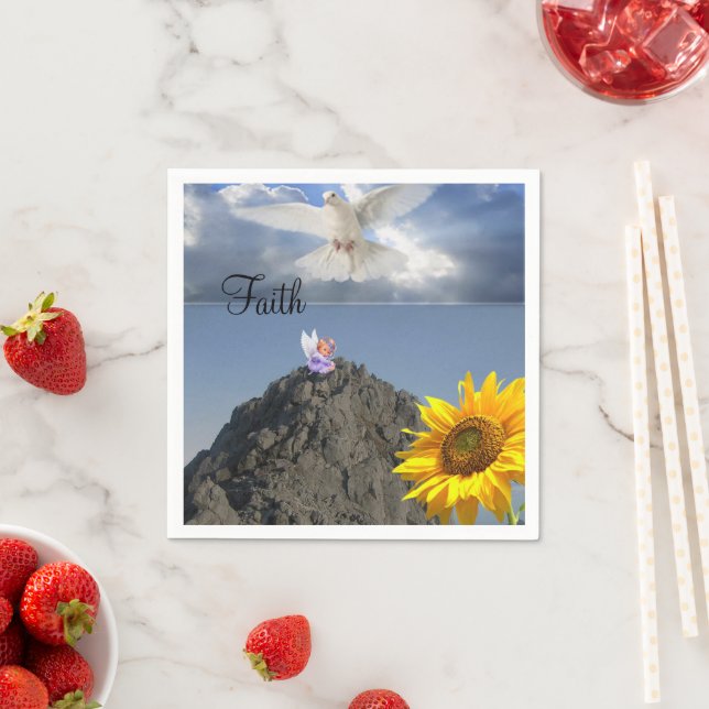 Sunflower White Dove Angel Paper Napkins (Insitu)
