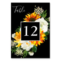 Sunflower & White Rose Artsy Floral - Black 2
