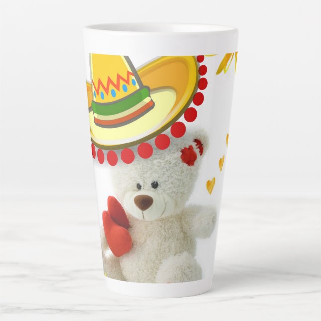 Sunflower White Teddy Bear Latte Mug (Front)