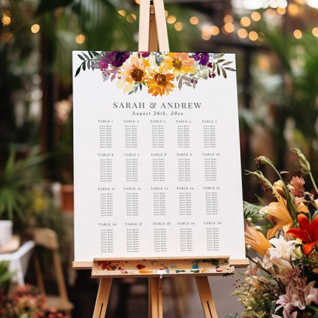 Sunflower Wildflower Floral Wedding Seating Chart (Creator Uploaded)