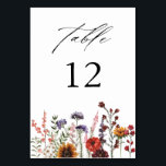 Sunflower & Wildflowers Floral Table Number<br><div class="desc">Dress up your wedding or party tables with your hand painted,  Sunflower & Wildflowers Floral Table Number Card.</div>