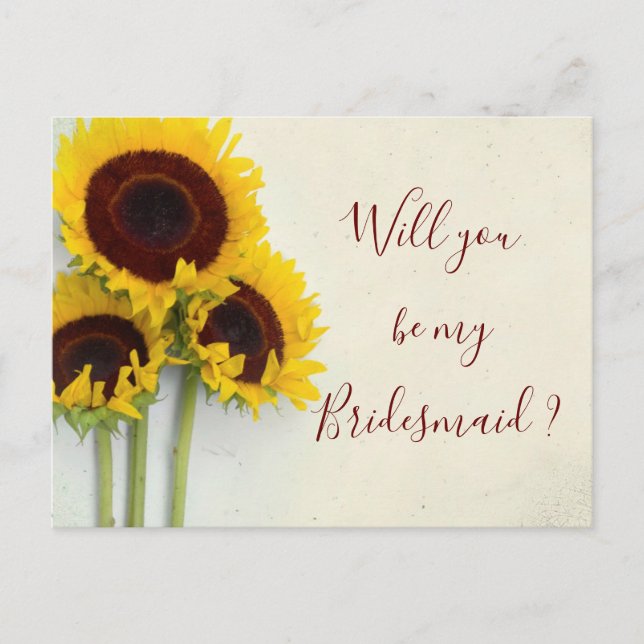 Sunflower Will You Be My Bridesmaid Invitation (Front)