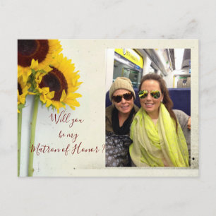Sunflower Will You Be My Bridesmaid Invitation Postcard