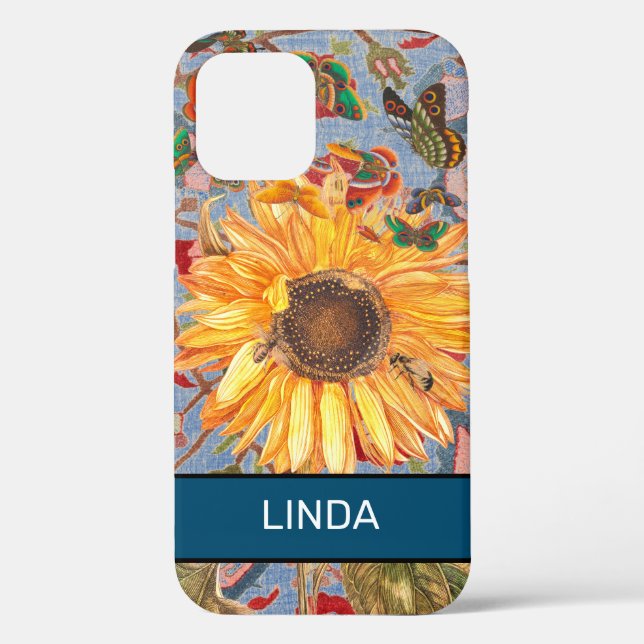 SUNFLOWER WILLIAM MORRIS iPhone 12 CASE DIY NAME (Back)