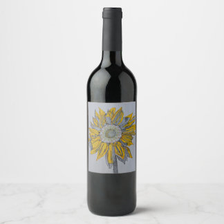 Sunflower, Wine bottle labels, Artwork, Yellow Art Wine Label