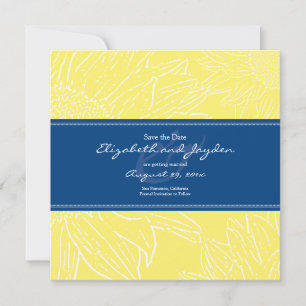 Sunflower with Band Save the Date: Yellow Navy Date