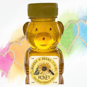 Sunflower with Bee mini Honey Bear Label Wedding