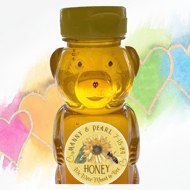Sunflower with Bee mini Honey Bear Label Wedding (Creator Uploaded)