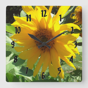 Sunflower with Bees Square Wall Clock