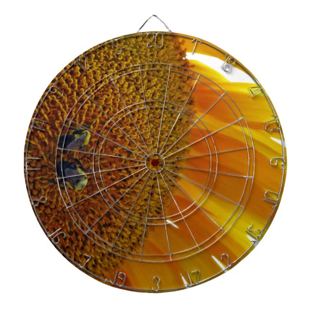 Sunflower with Bumblebees Dartboard (Front)