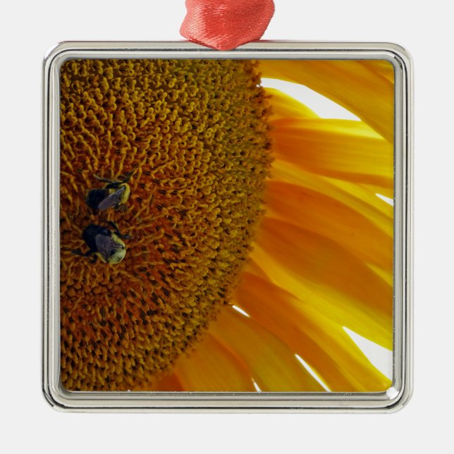 Sunflower with Bumblebees Metal Tree Decoration (Front)